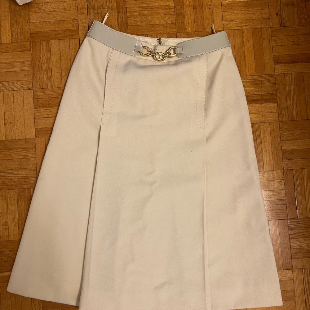 Celine Cream A-Line Knee-Length Skirt for Work